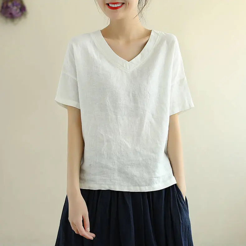 Loose V-Neck T-Shirt Plus Size 2021 Summer - Image 6