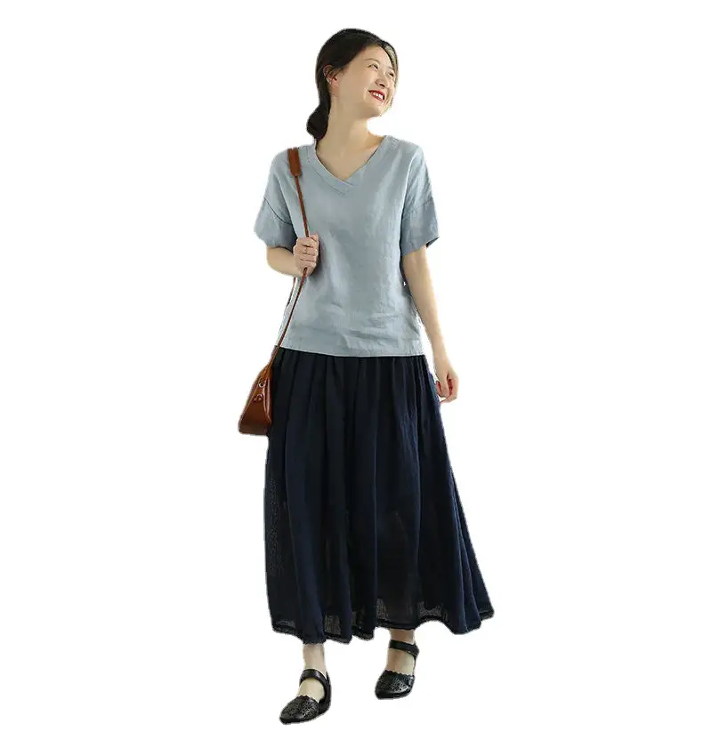 Loose V-Neck T-Shirt Plus Size 2021 Summer - Image 9