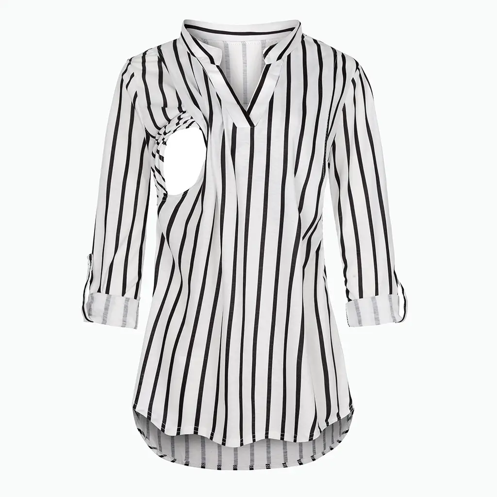 2021 Plaid V-Neck Long Sleeve Top for Pregnant Women - Image 15