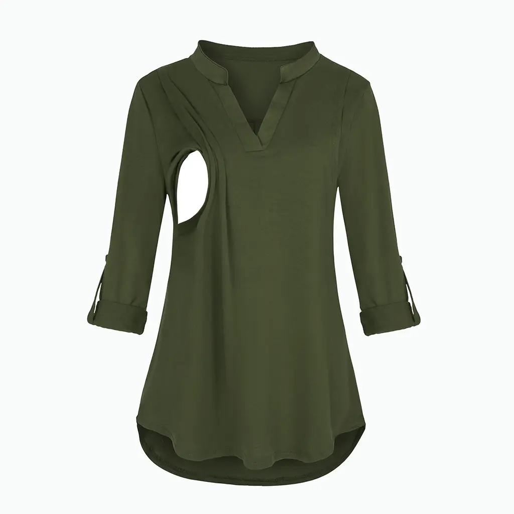 2021 Plaid V-Neck Long Sleeve Top for Pregnant Women - Image 10
