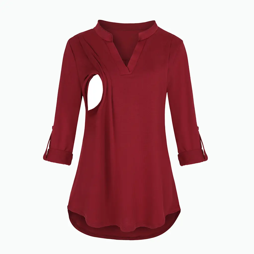 2021 Plaid V-Neck Long Sleeve Top for Pregnant Women - Image 7