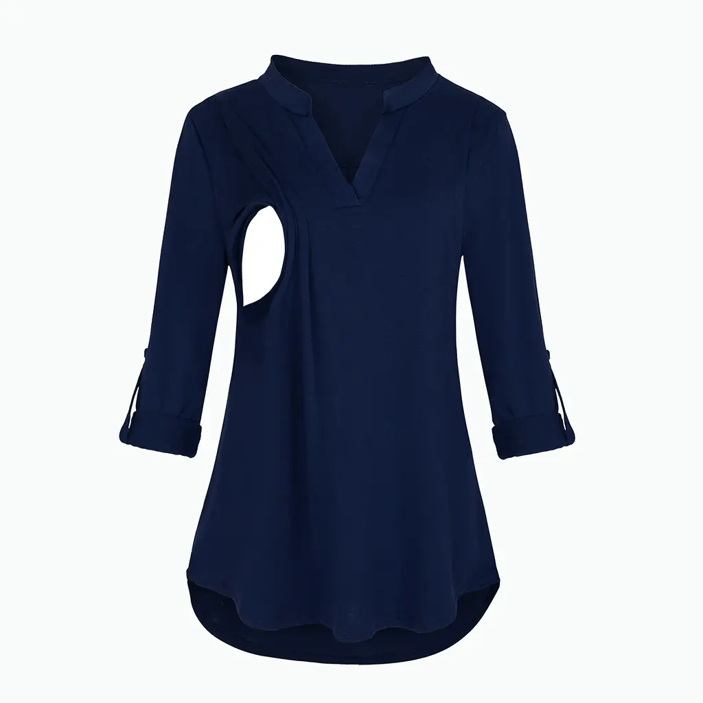 2021 Plaid V-Neck Long Sleeve Top for Pregnant Women - Image 8