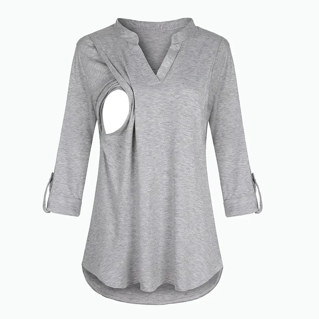 2021 Plaid V-Neck Long Sleeve Top for Pregnant Women - Image 9