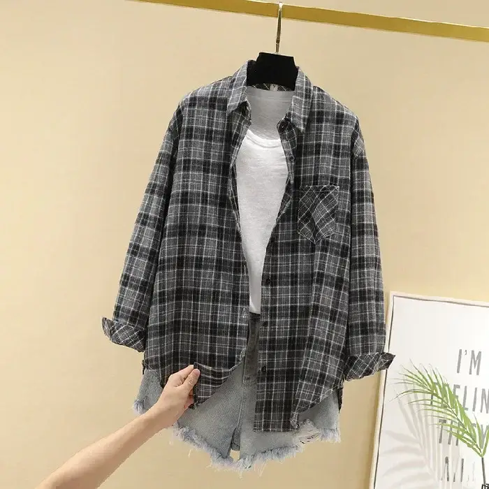 Women Plaid Long Sleeve Jacket 2023 New - Image 5