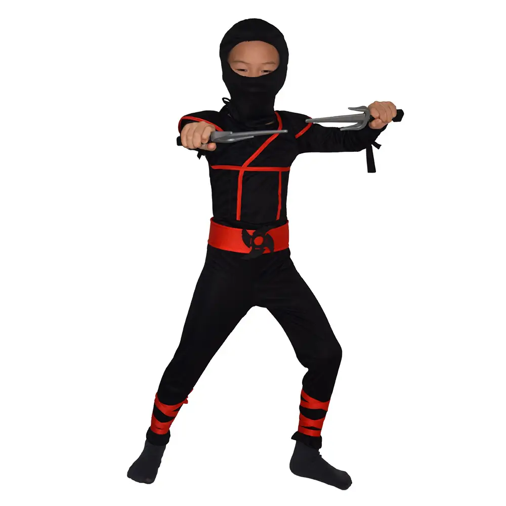 Japanese Ninja Kids Night Suit Black Red Mask - Image 3