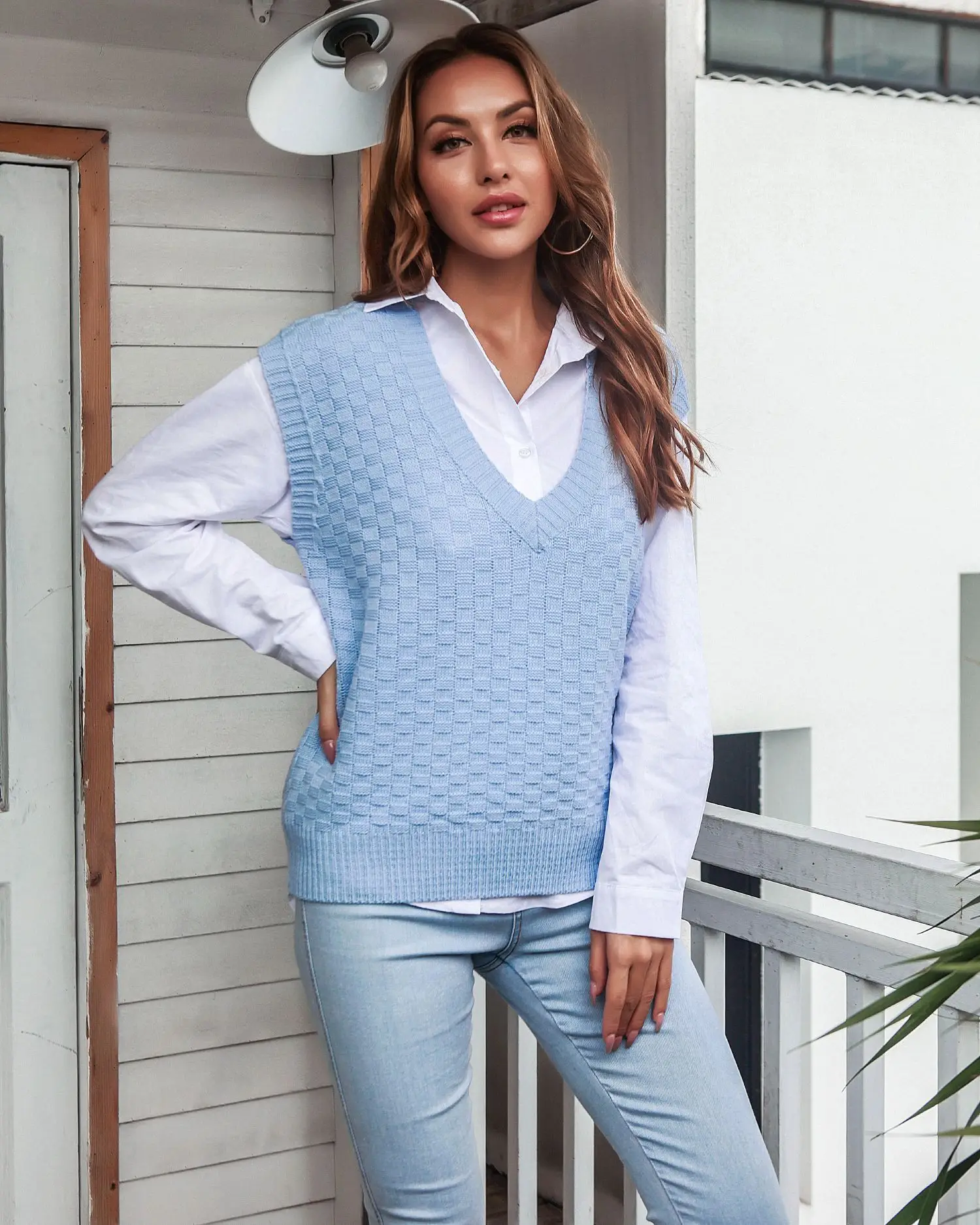 Women's 2021 Knitted Hollow Vest Vest Set - Image 5