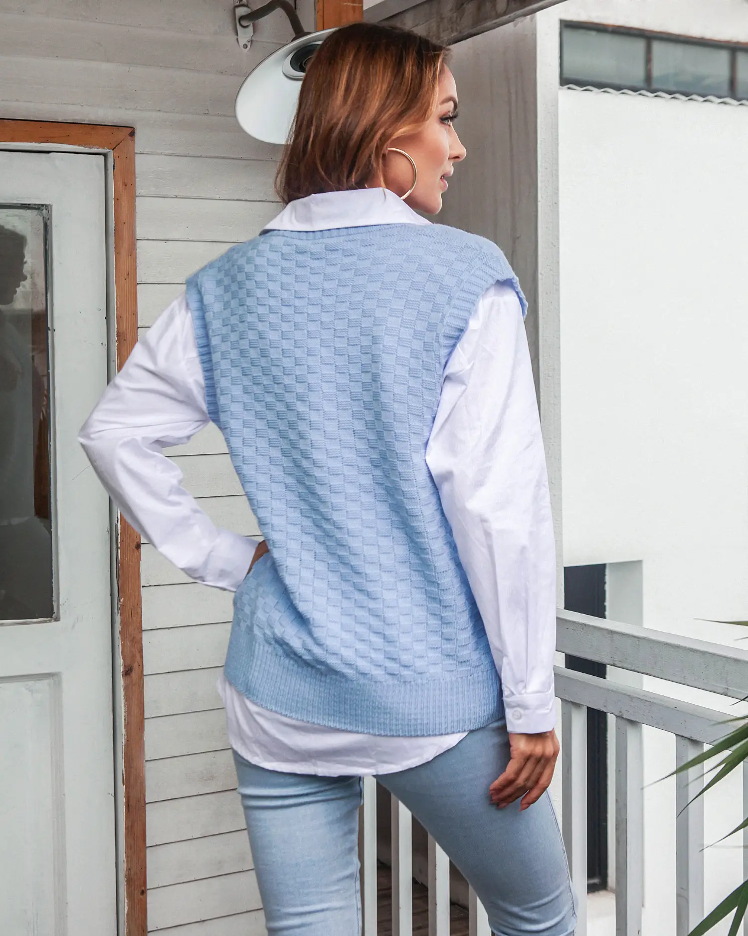 Women's 2021 Knitted Hollow Vest Vest Set - Image 8