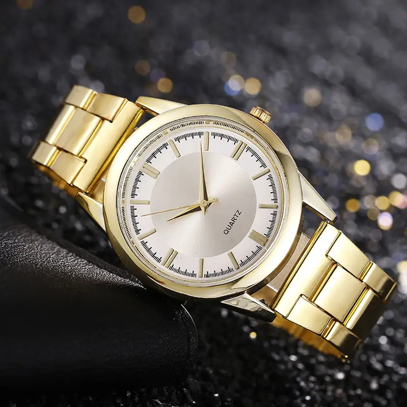 Gold Men's Quartz Watch with Steel Band - Image 9