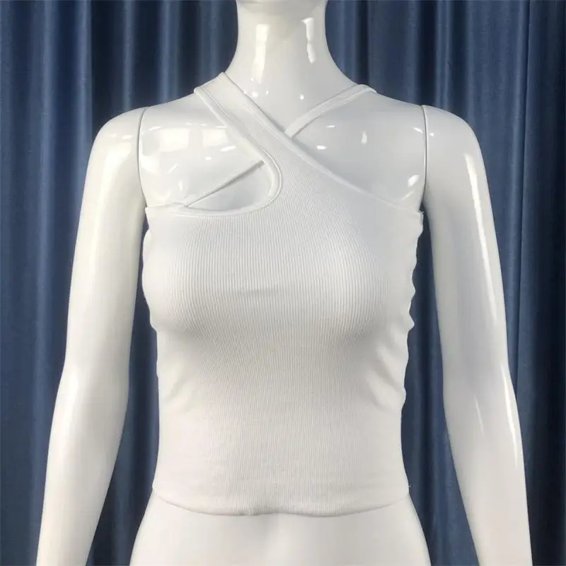Women's Navel-Baring Halterneck Asymmetrical Vests Summer 2024