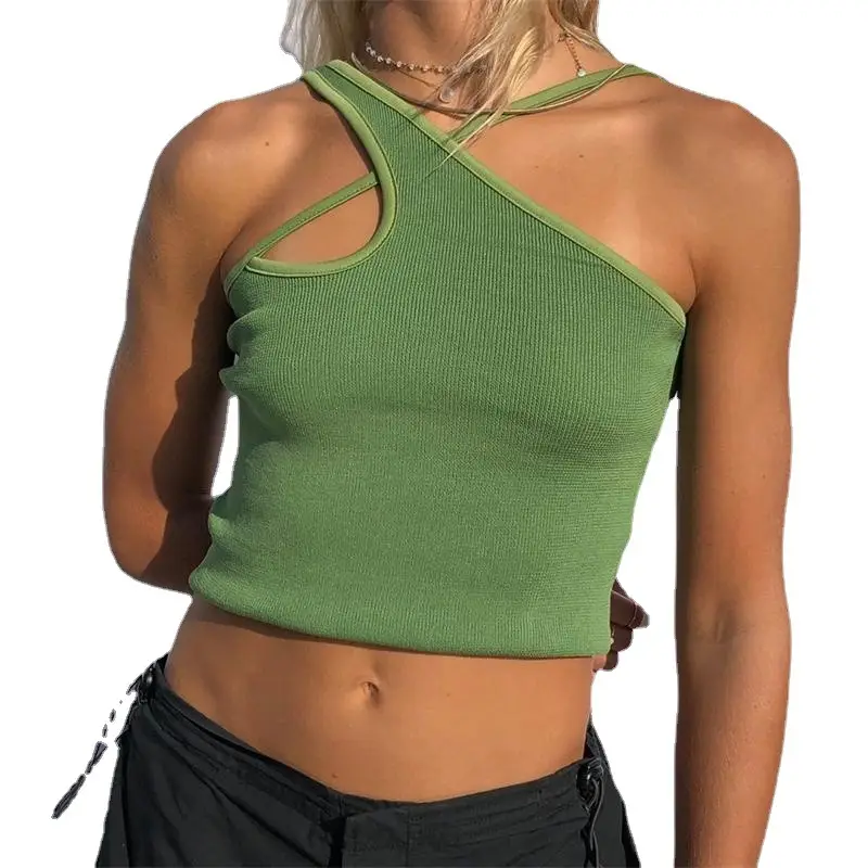 Women's Navel-Baring Halterneck Asymmetrical Vests Summer 2024