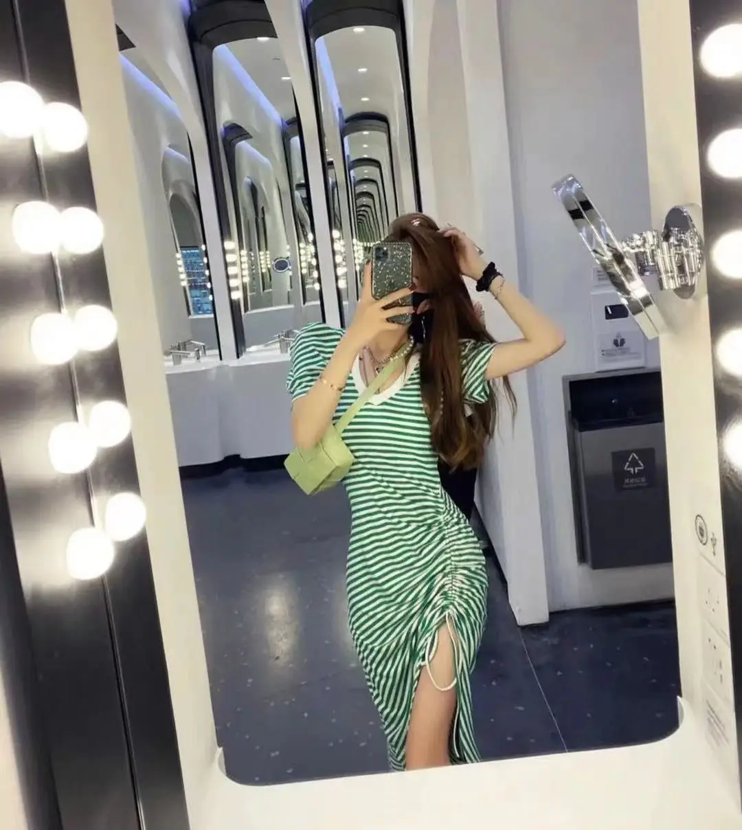 Women Long Skirt Striped Dress 2021 Summer Split — feature 10
