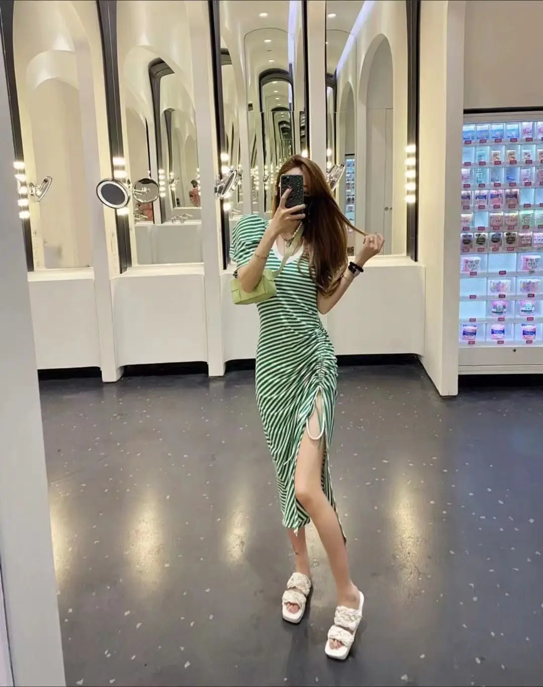 Women Long Skirt Striped Dress 2021 Summer Split — feature 11