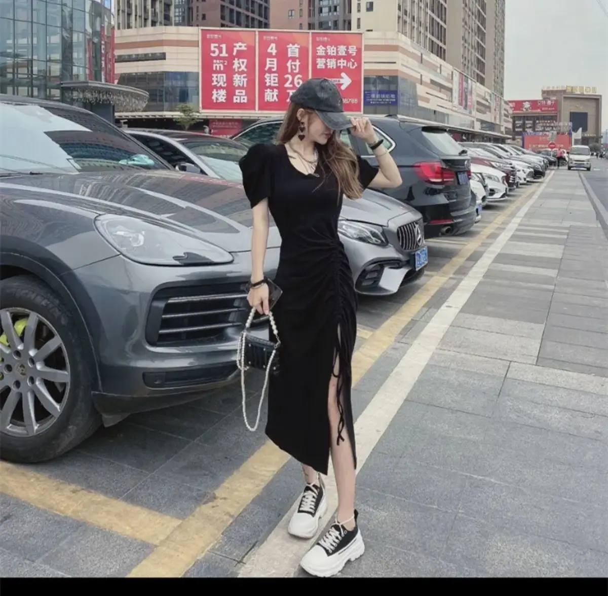 Women Long Skirt Striped Dress 2021 Summer Split — feature 15