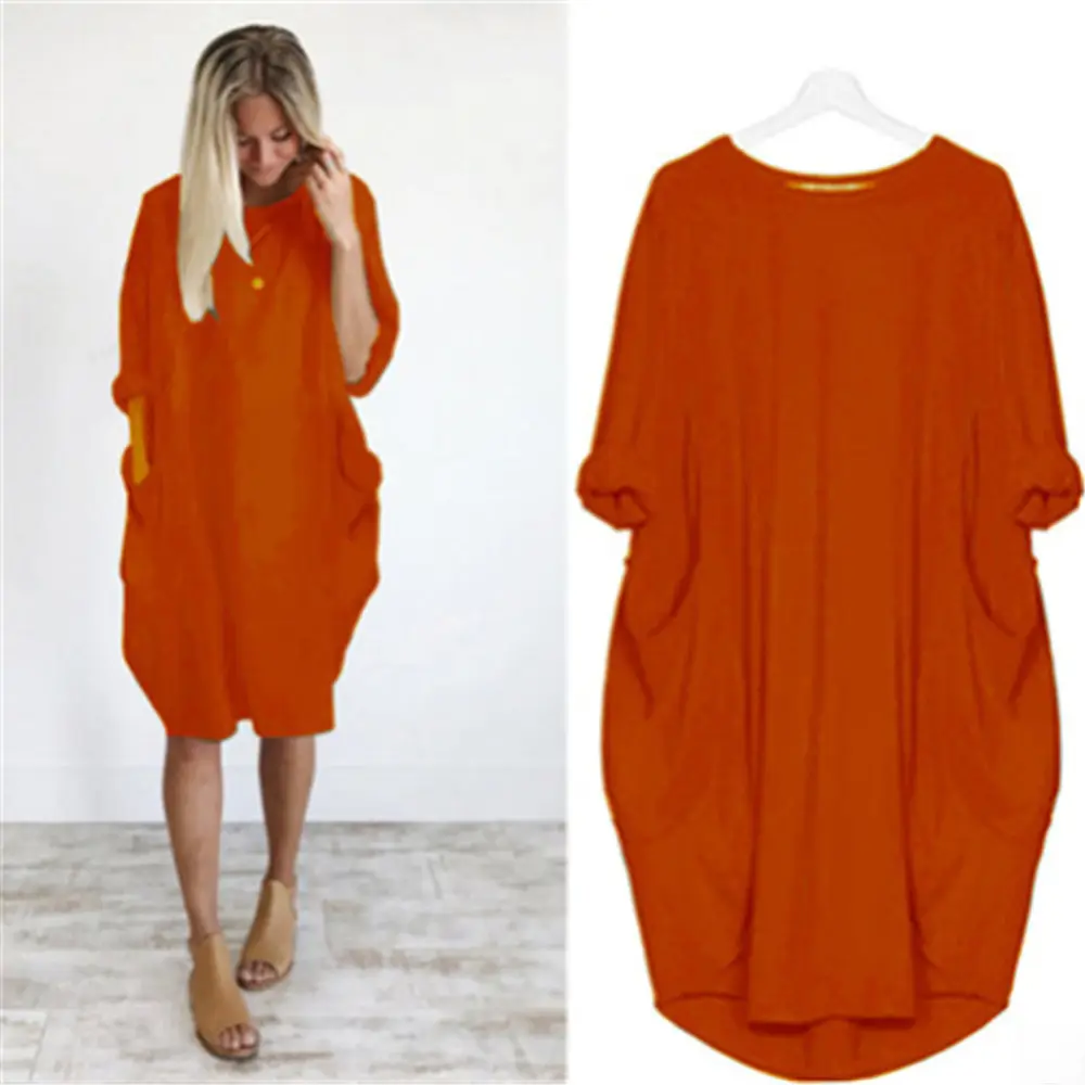 Women's Loose Long Sleeve Plus Size Dress - Image 37