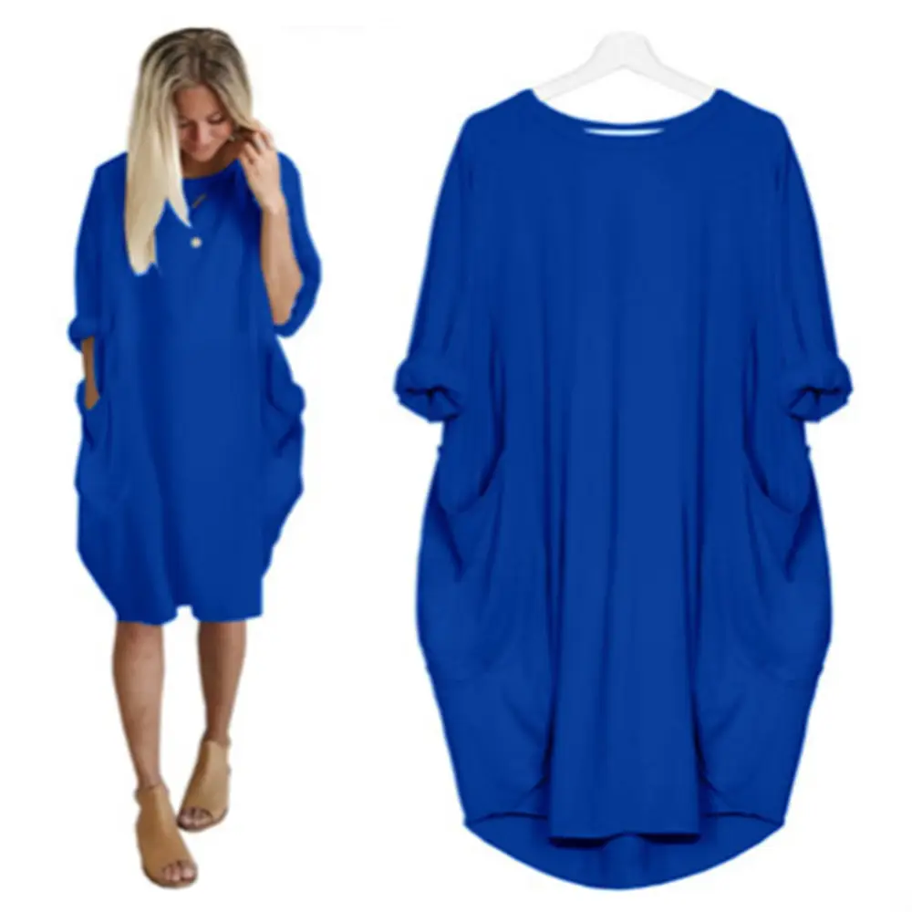 Women's Loose Long Sleeve Plus Size Dress - Image 44