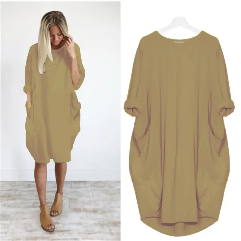 Women's Loose Long Sleeve Plus Size Dress - Image 47