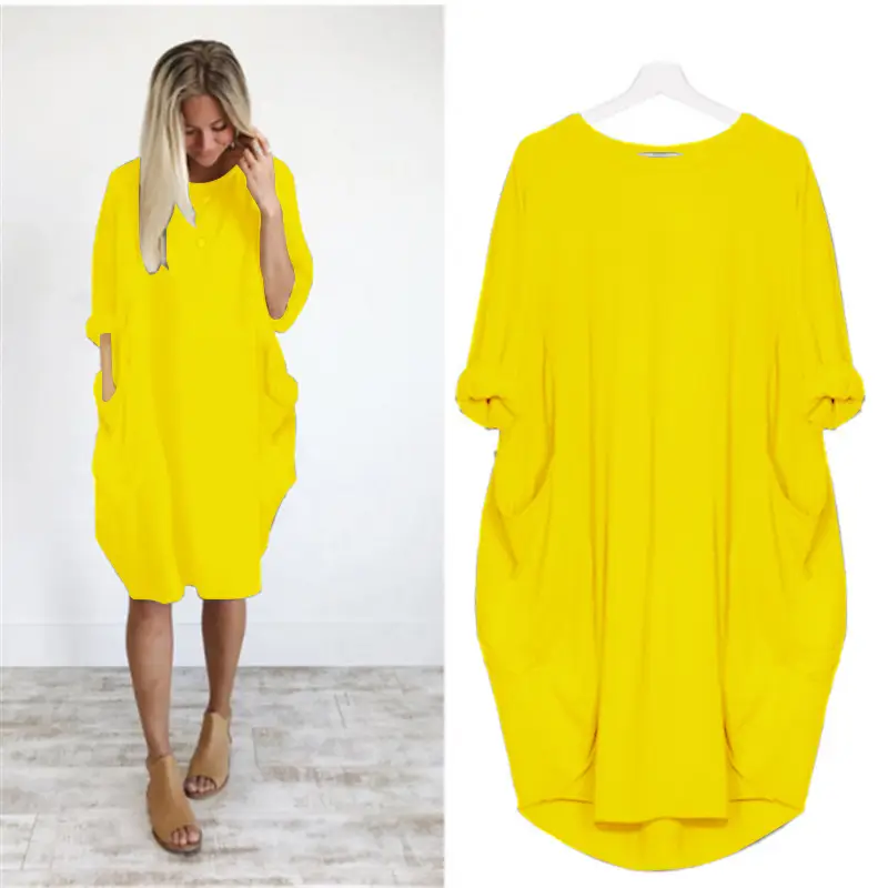 Women's Loose Long Sleeve Plus Size Dress - Image 3