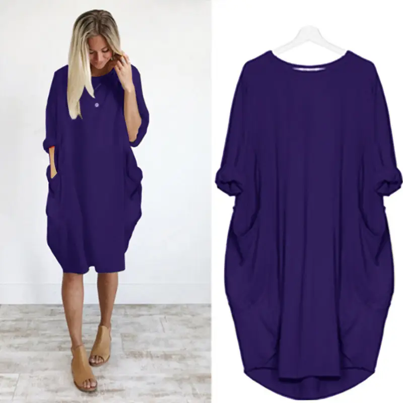 Women's Loose Long Sleeve Plus Size Dress - Image 4