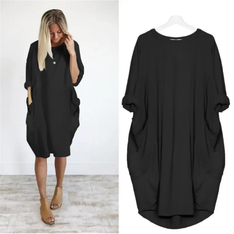 Women's Loose Long Sleeve Plus Size Dress - Image 6