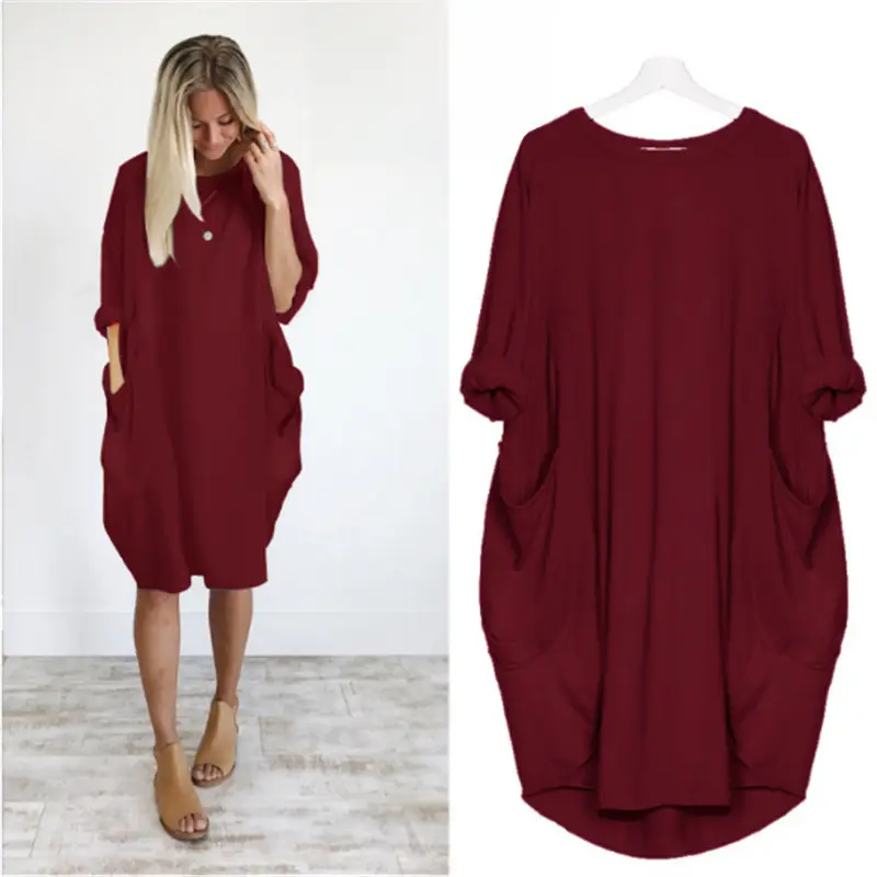 Women's Loose Long Sleeve Plus Size Dress - Image 19