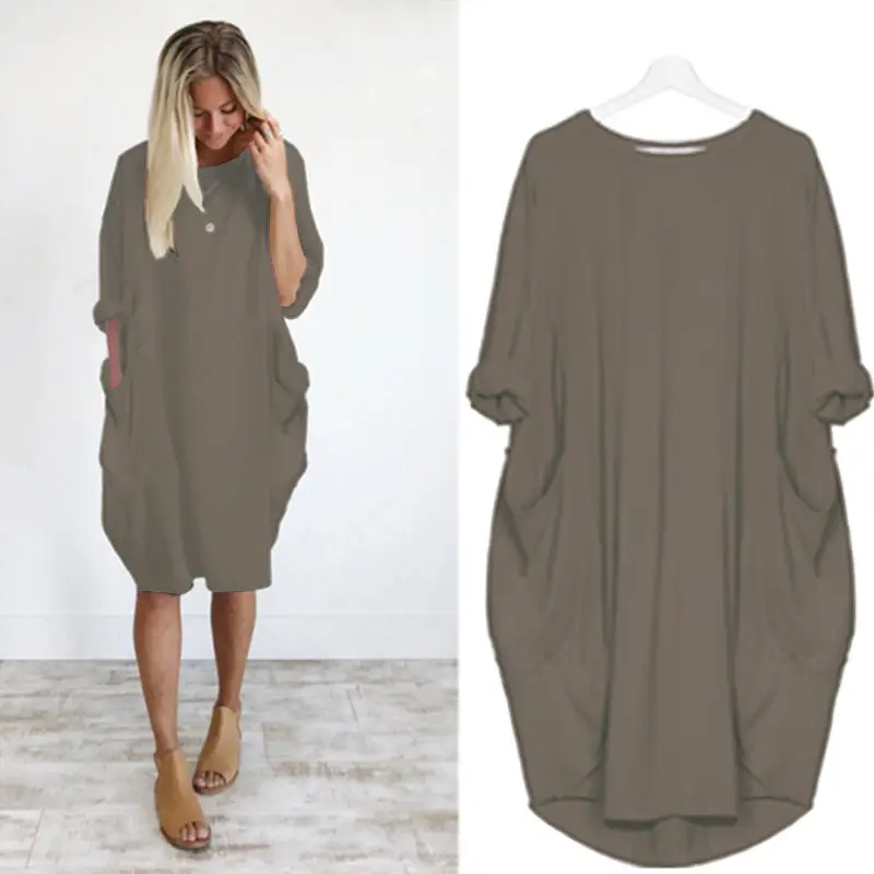 Women's Loose Long Sleeve Plus Size Dress - Image 2