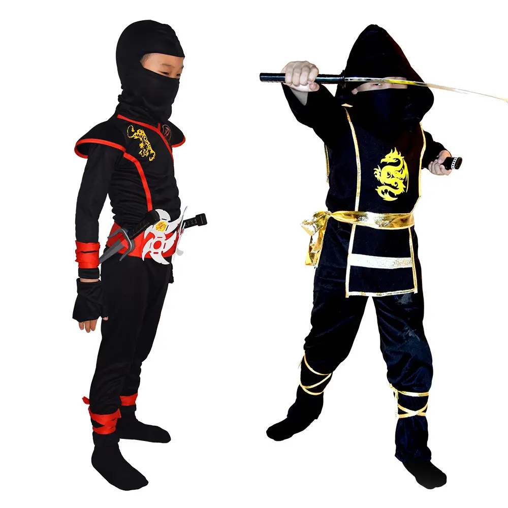 Kids Japanese Ninja Costume with Knife Assassin Suit Night Mask - Image 13