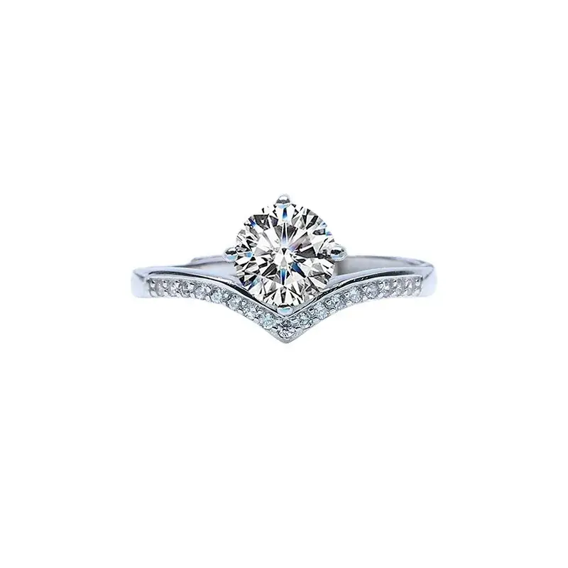 S925 Silver Moissanite Princess Diamond Ring for Women