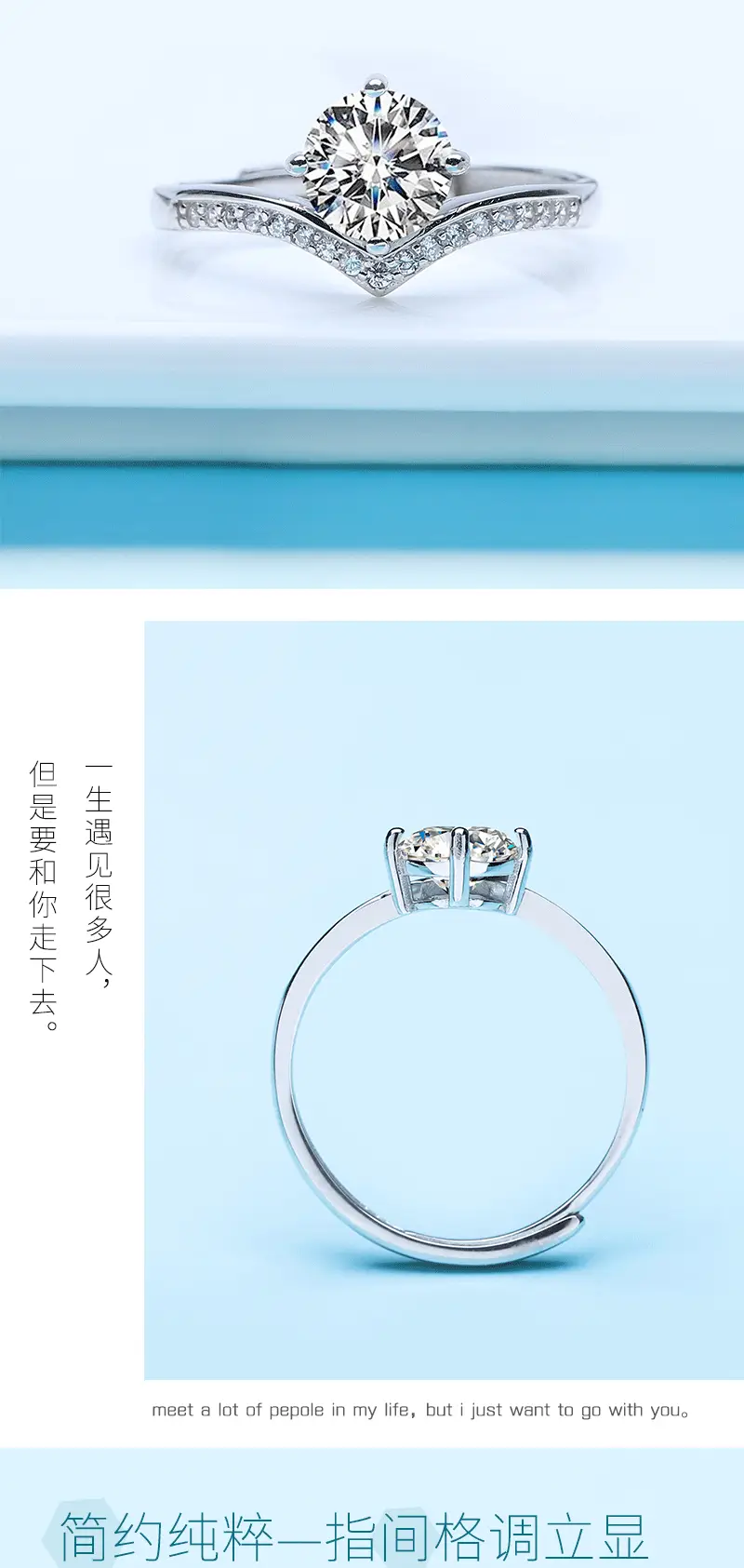 S925 Silver Moissanite Princess Diamond Ring for Women — feature 4