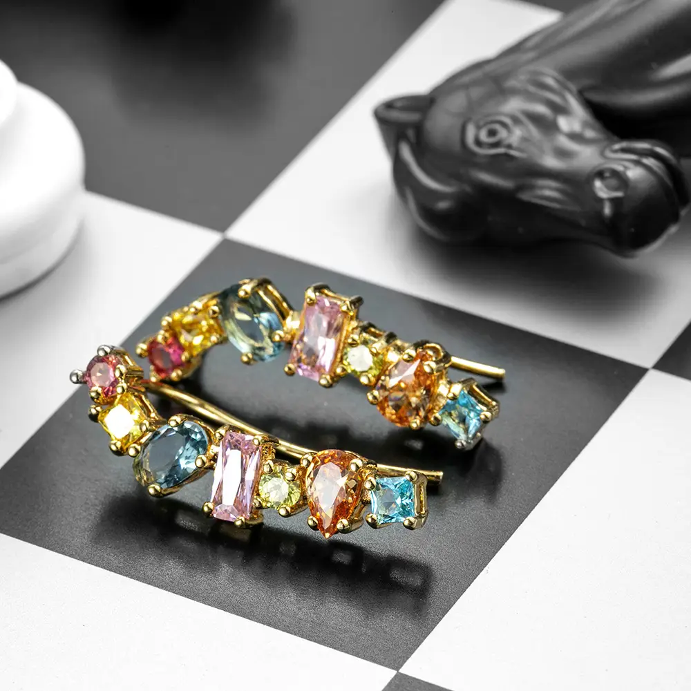 Copper Zircon Earrings Women's New Style Color Matching Jewelry - Image 5