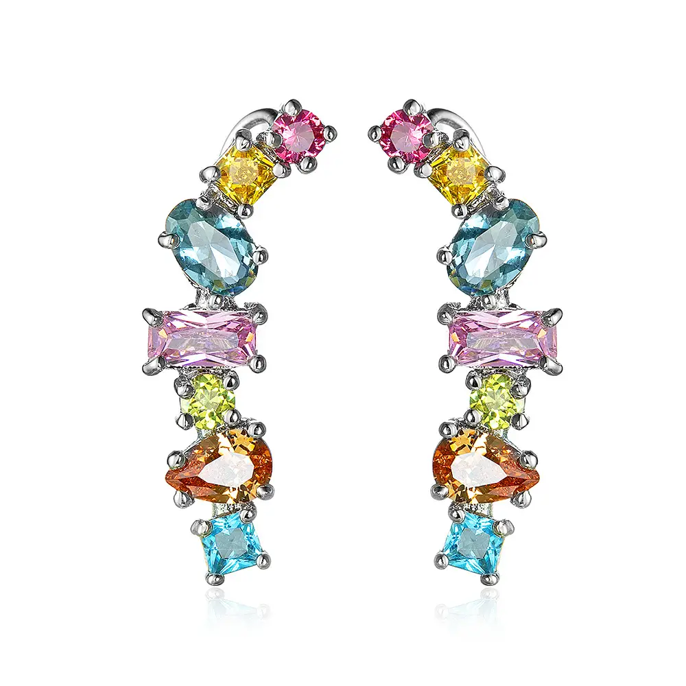 Copper Zircon Earrings Women's New Style Color Matching Jewelry - Image 2