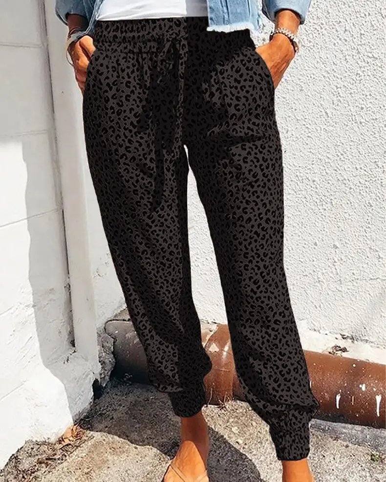 2022 Leopard Print Ankle-Tied Casual Pants for Women - Image 5