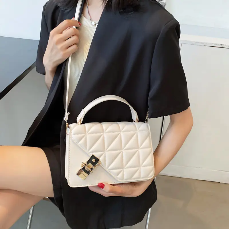 Women's Rhombic Crossbody Bag White 2021 - Image 6