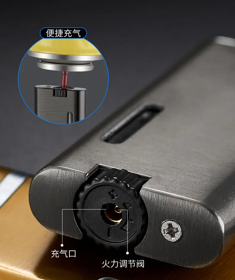 Men's Gold Direct Injection Lighter with Blue Flame — feature 13