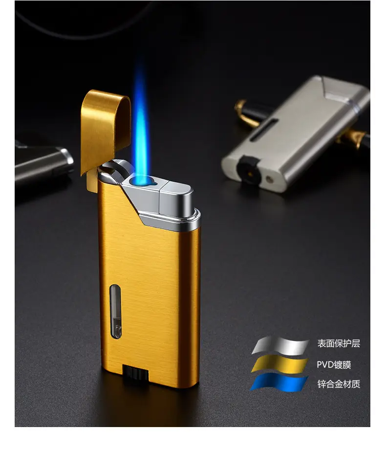 Men's Gold Direct Injection Lighter with Blue Flame — feature 19