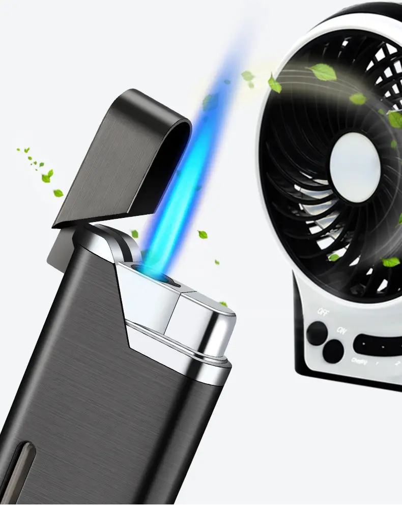 Men's Gold Direct Injection Lighter with Blue Flame — feature 6