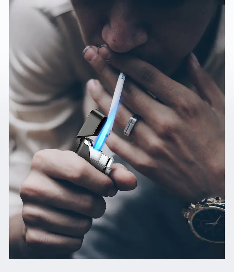 Men's Gold Direct Injection Lighter with Blue Flame — feature 8