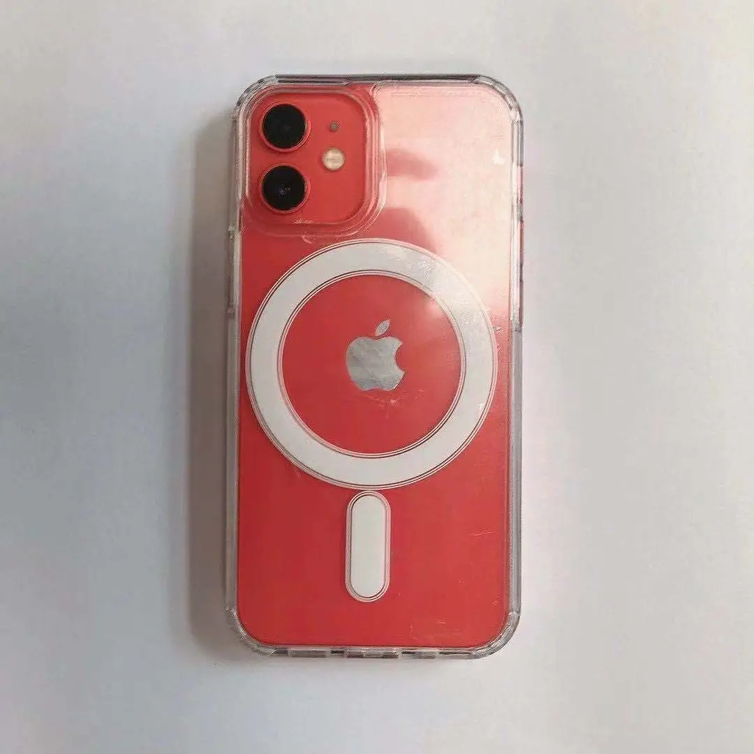 Transparent Magnetic Phone Case Red Ultra-Thin Wireless - Image 6