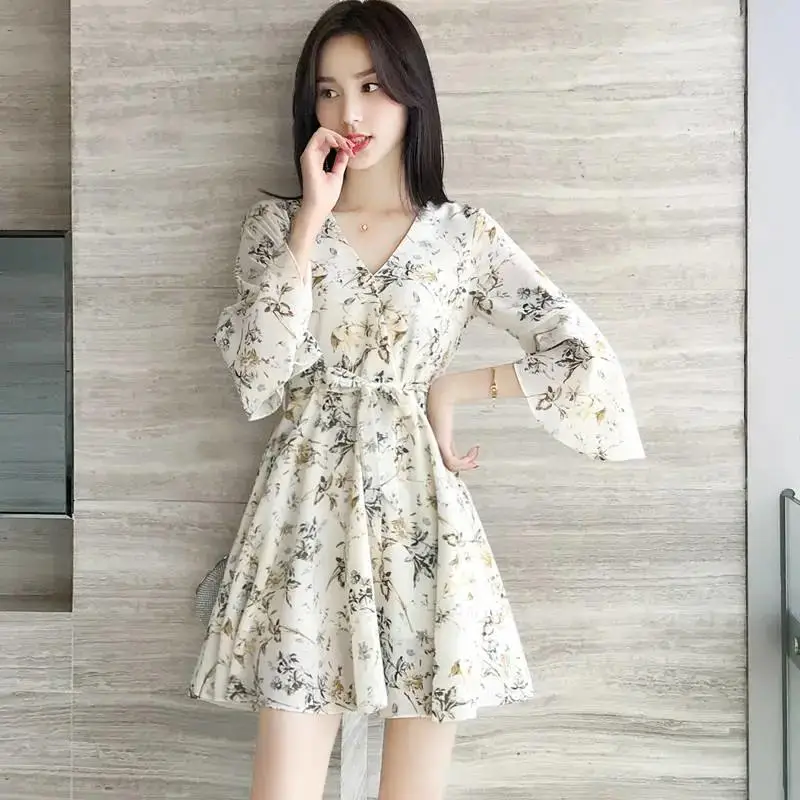 Floral Fairy French Skirt High Waist Summer Dress - Image 3