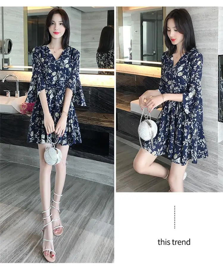 Floral Fairy French Skirt High Waist Summer Dress — feature 11