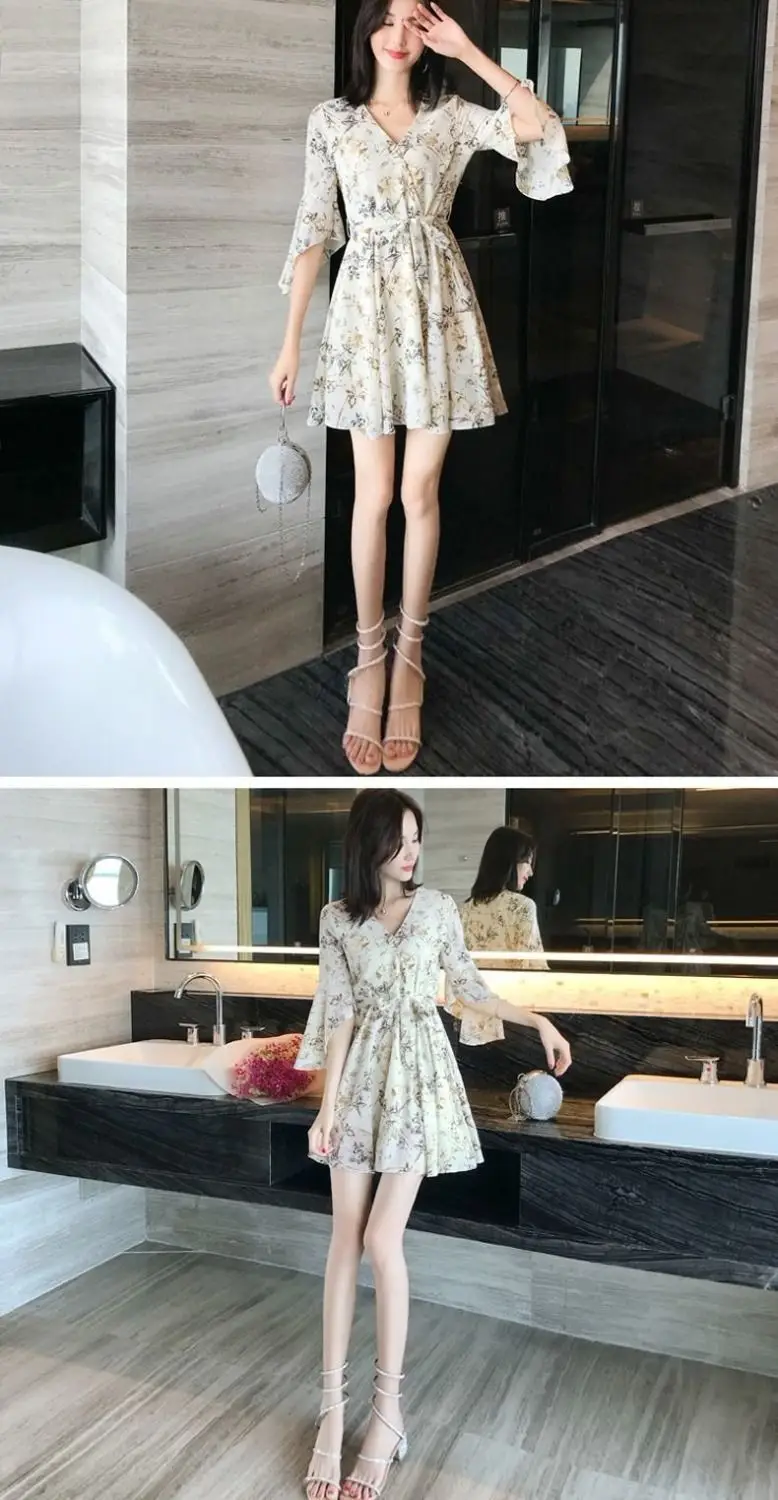 Floral Fairy French Skirt High Waist Summer Dress — feature 5