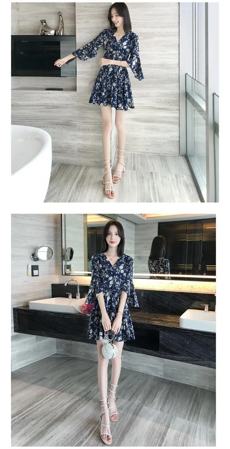 Floral Fairy French Skirt High Waist Summer Dress — feature 9