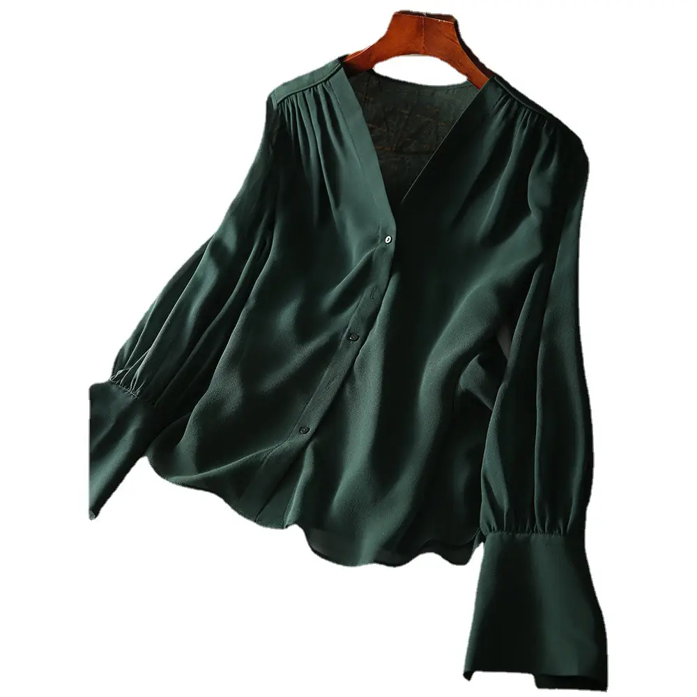 2023 French Style Green Double Layer Shirt - Image 7