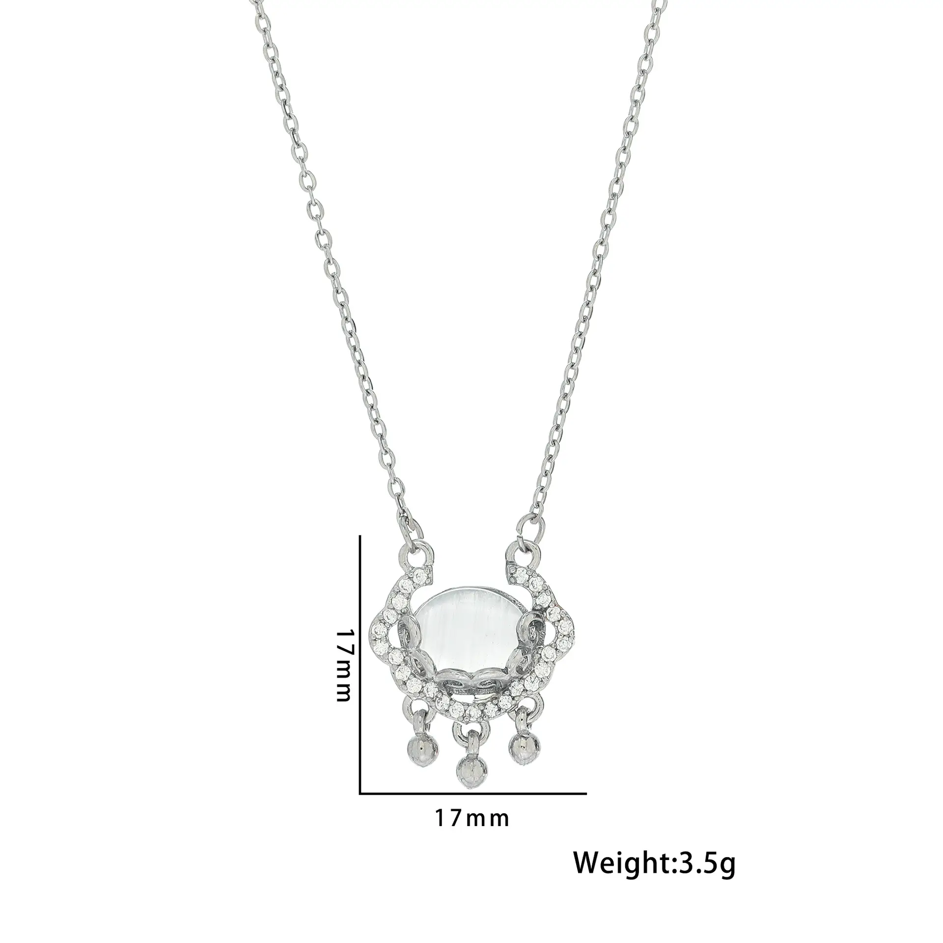 White Chalcedony Safe Lock Necklace for Women - Image 4