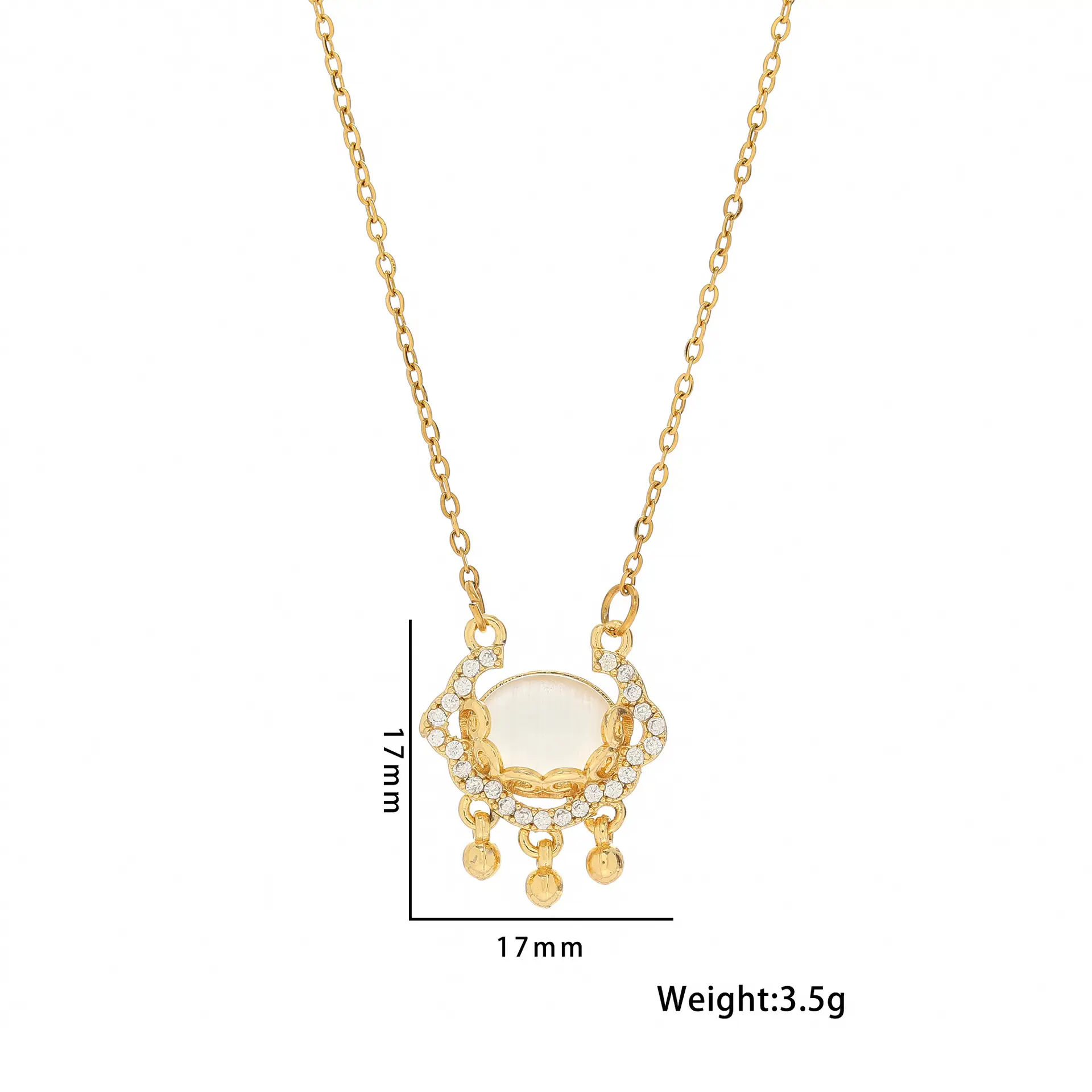 White Chalcedony Safe Lock Necklace for Women - Image 5