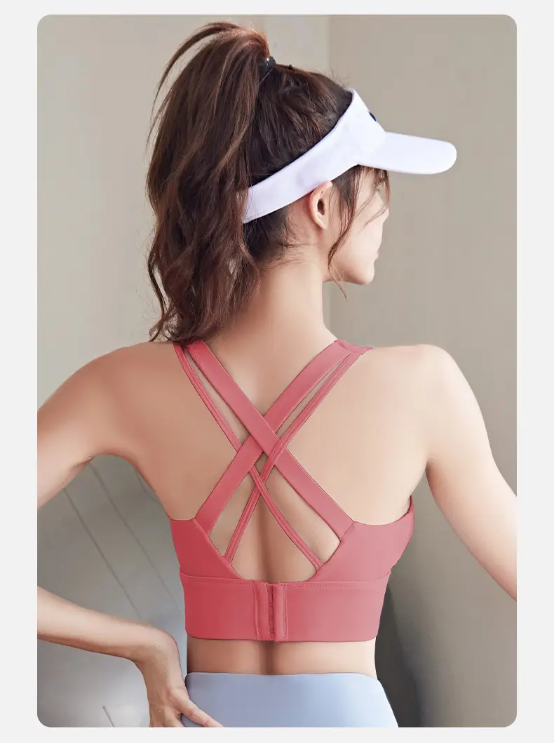 Sports Shock-Proof Underwear, Yoga Vest, Women's Breathable Back-Beautiful Top, Running Fitness Bra, Comfortable Outer Wear with Chest Pads — feature 21