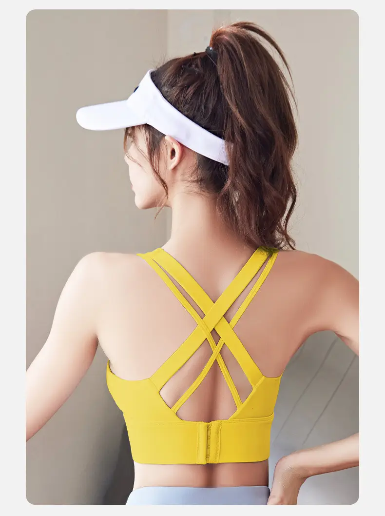 Sports Shock-Proof Underwear, Yoga Vest, Women's Breathable Back-Beautiful Top, Running Fitness Bra, Comfortable Outer Wear with Chest Pads — feature 23