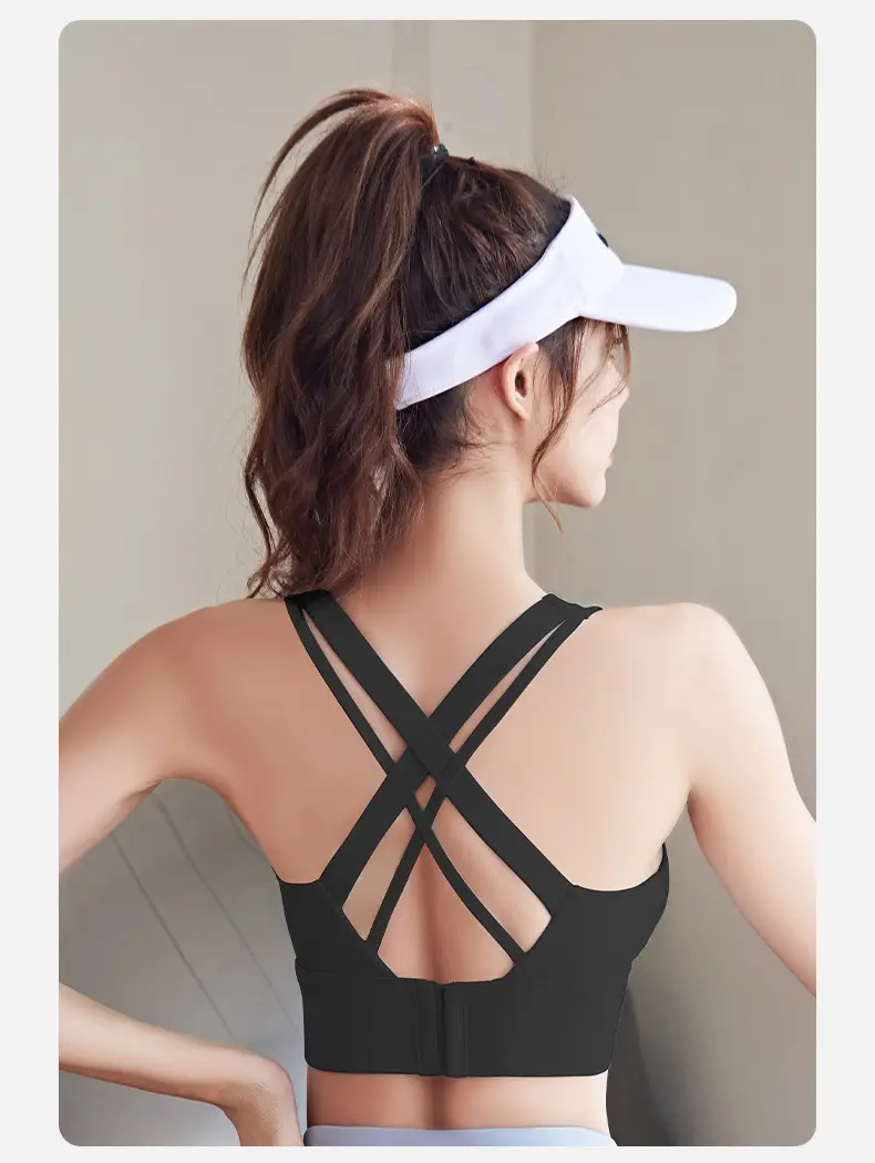 Sports Shock-Proof Underwear, Yoga Vest, Women's Breathable Back-Beautiful Top, Running Fitness Bra, Comfortable Outer Wear with Chest Pads — feature 25