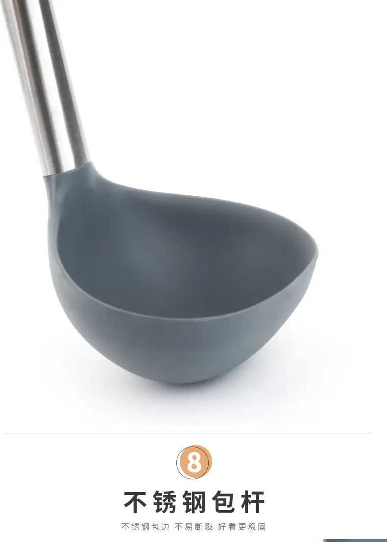 Non-Stick Silicone Cooking Pan Shovel Spoon with Wooden Handle — feature 9