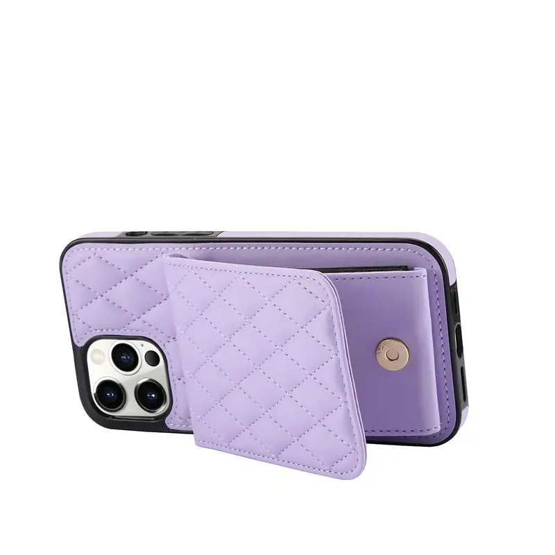 Black Quilted iPhone17 Crossbody Phone Case with Lanyard
