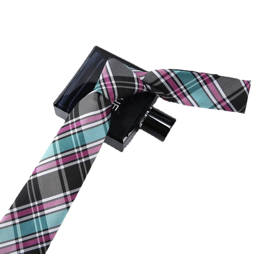 7cm Tie Diagonal Stripe Plaid Jacquard Business Formal Wear Easiest for Match Casual Polyester Silk Accessories Shengzhou Tie Men